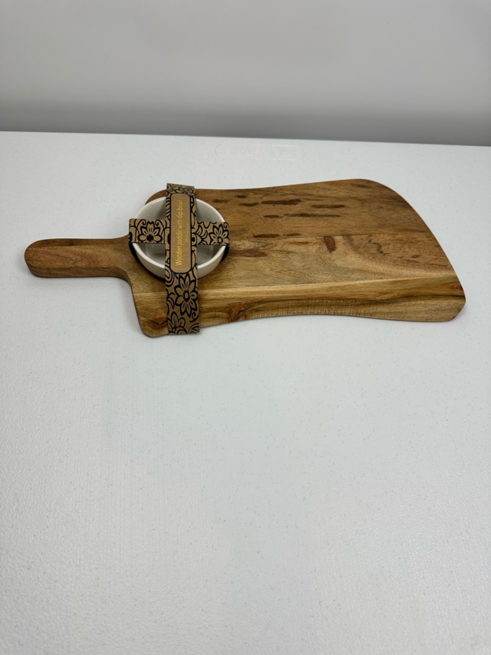 Wood Serving/Cutting Board With Ceramic Dip Bowl Simple Dining Made In India